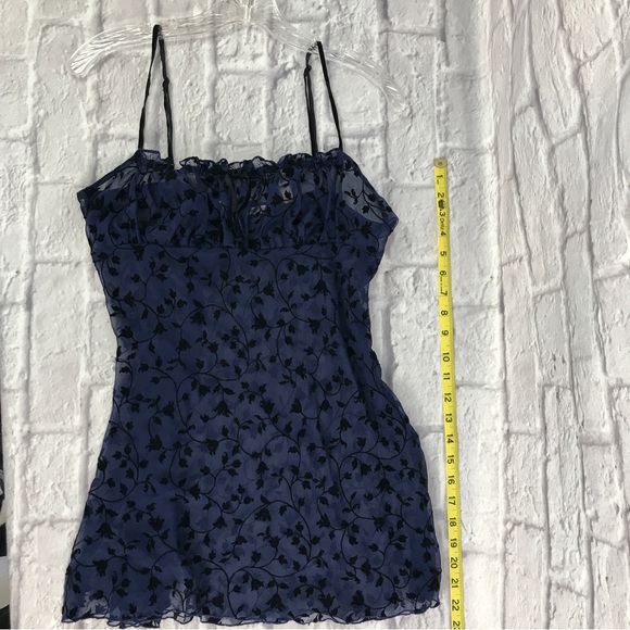 Vintage RARE Velvet‎ Burnout Victoria’s Secret Milkmaid Slip dress Sapphire Blue - Picture 7 of 9